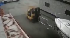 Loader driver misses towed yacht due to incompetence