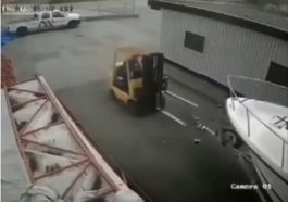 Loader driver misses towed yacht due to incompetence