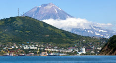 View of the city of Petropavlovsk-Kamchatsky, Avacha Bay and Koryaksky Volcano - depositphotos.com